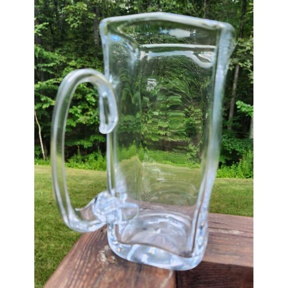SIMON PEARCE Woodbury Square Glass Pitcher Medium Made in USA 7” Tall - Picture 4 of 5